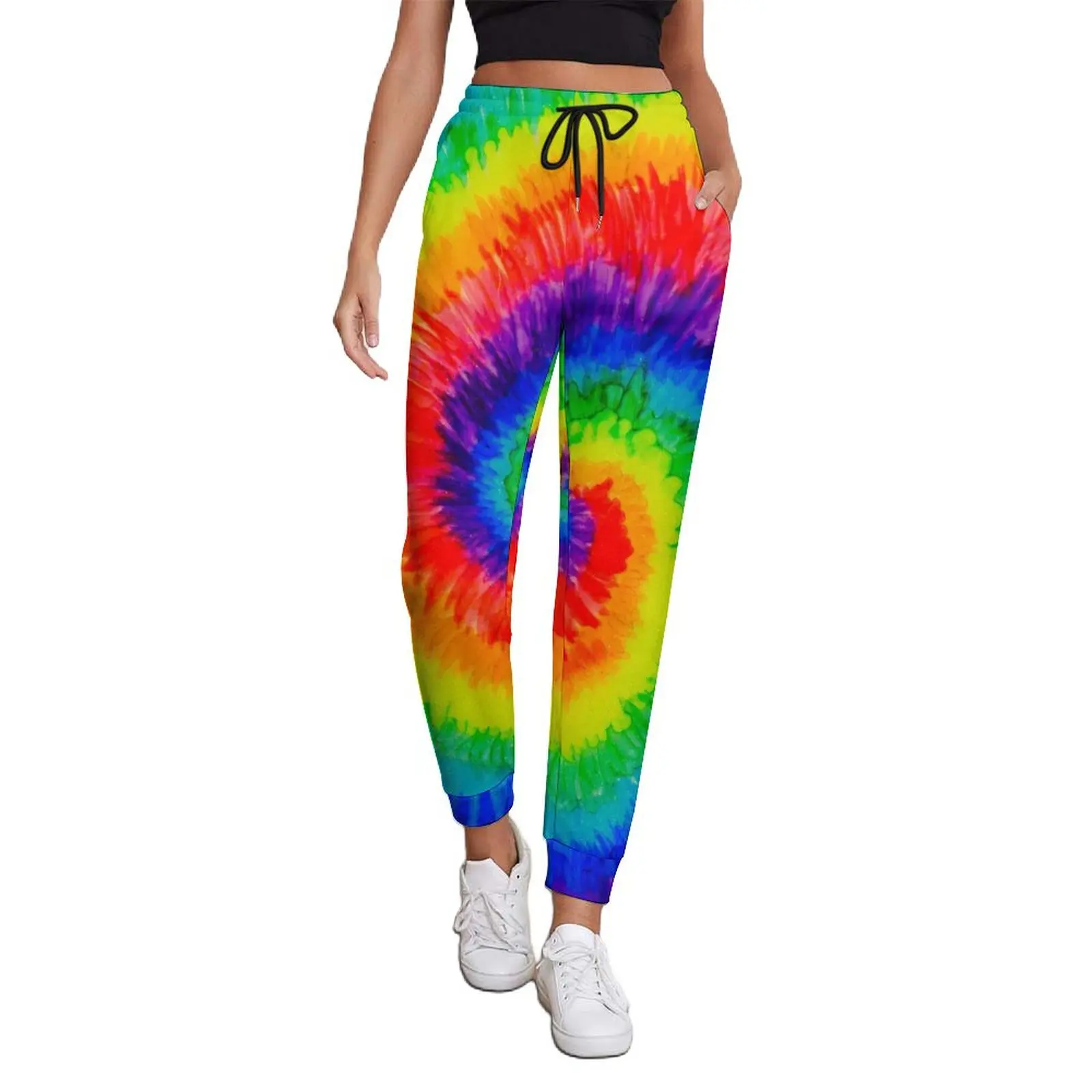 

Rainbow Swirl Pants Ladies Vintage Tie Dye Kawaii Sweatpants Spring Printed Street Wear Oversize Trousers Gift