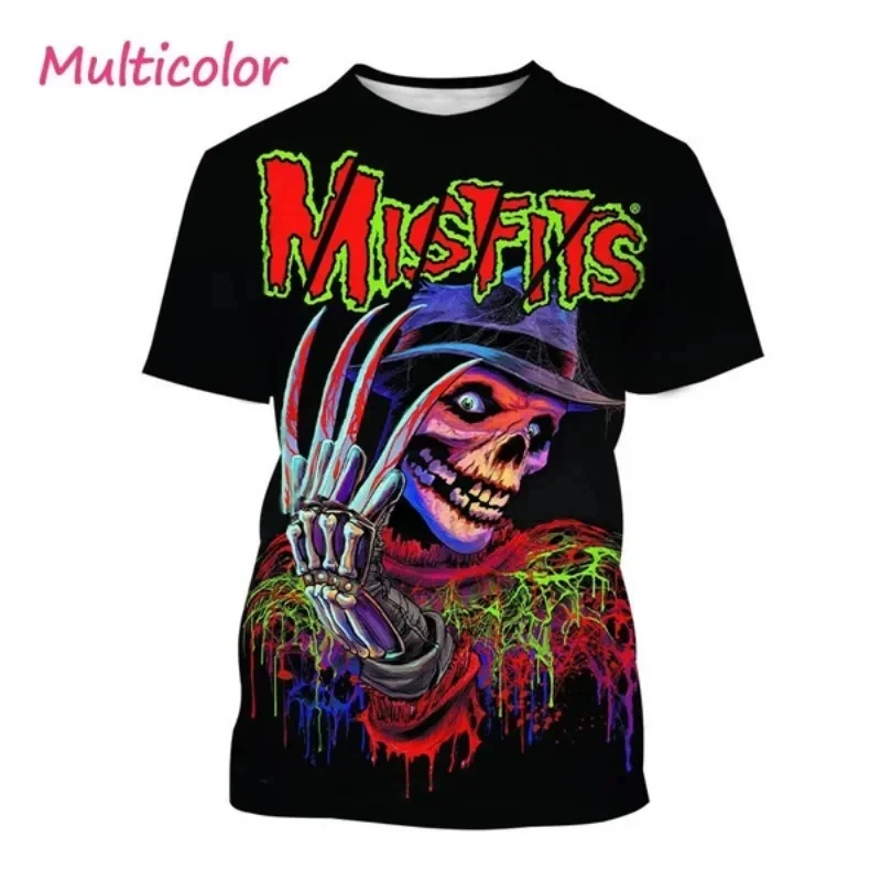 The Misfits Band 3D Print O-Neck Tshirt Men Fashion Tees Casual Summer Short Sleeve Oversized Y2K Harajuku Unisex Tops