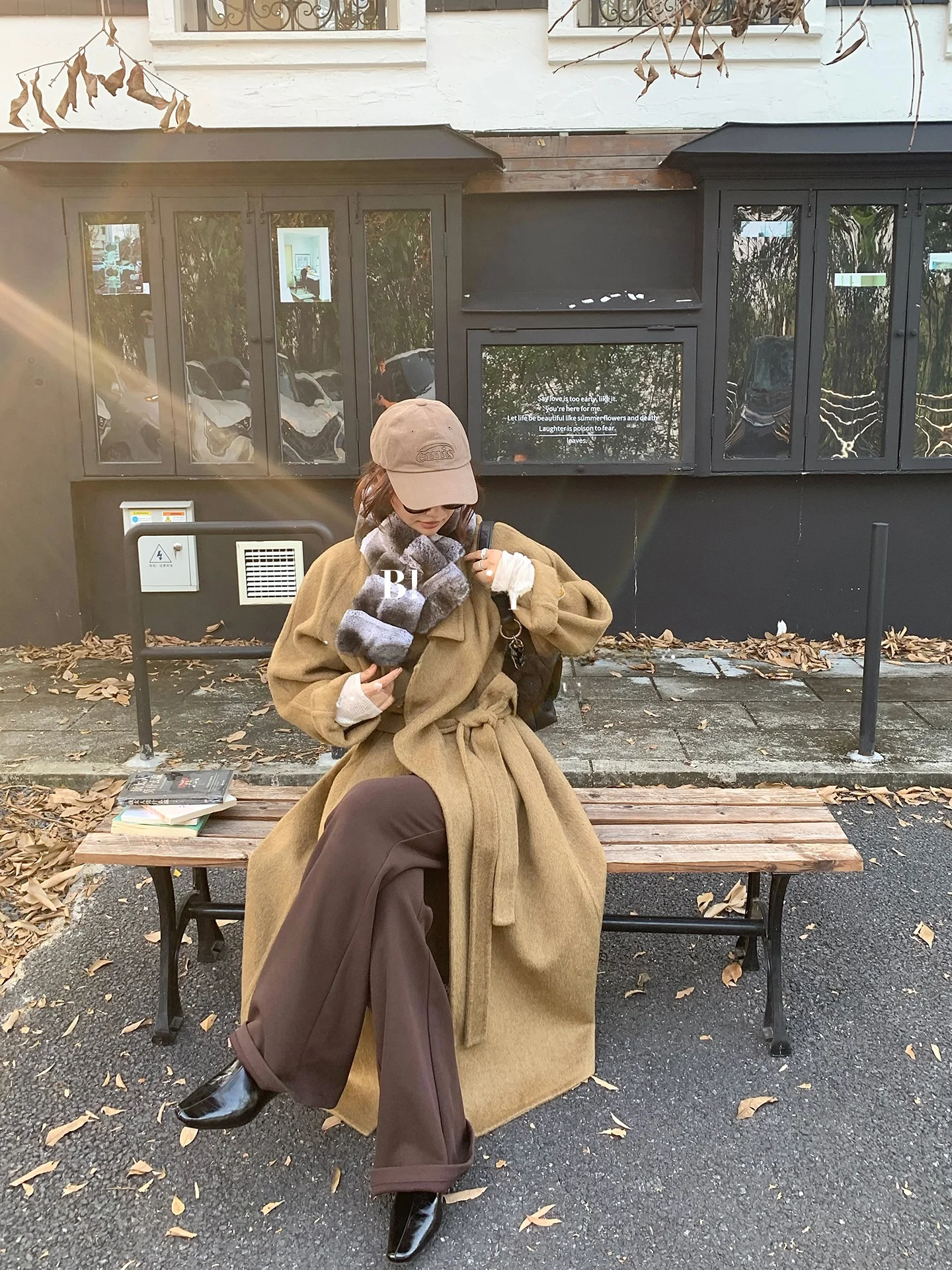 

Modern Woolen Coat BLUETIQUE Long Sle with Collar And Belt Autumn Faion Ladies' Premium Quali Woolen Outerwear