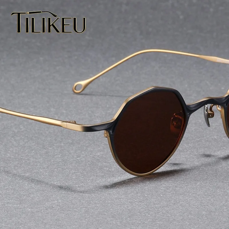 

2026 Ultra-Light Pure Titanium Retro Oval Polarized Sunglasses Women Small Frame Fashion Driving Sunshade Sunglasses Men UV400
