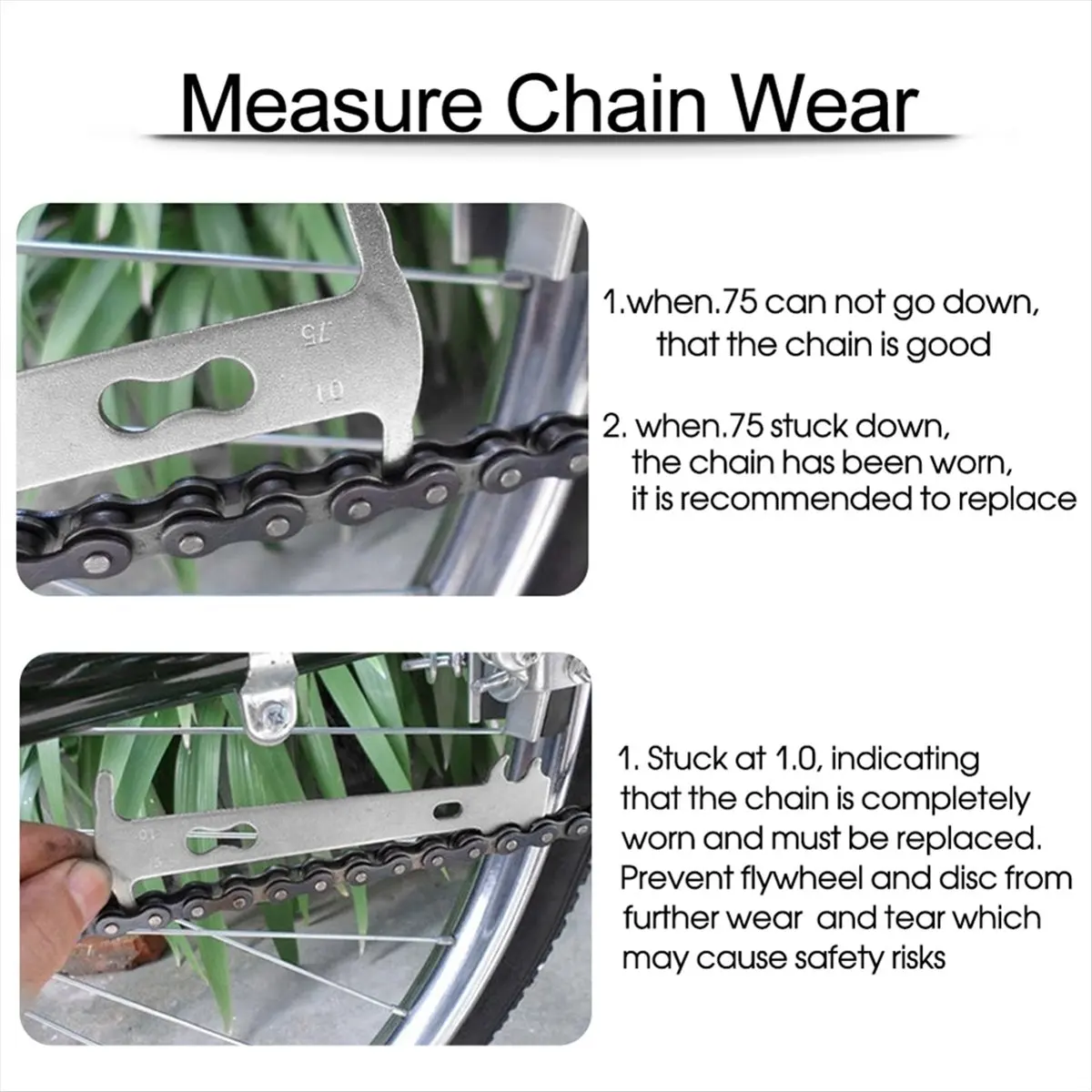 

(X07A) Bicycle Chain Wear Indicator Measuring Repair Tool, Chain Wear Replacement Detection Track Tool