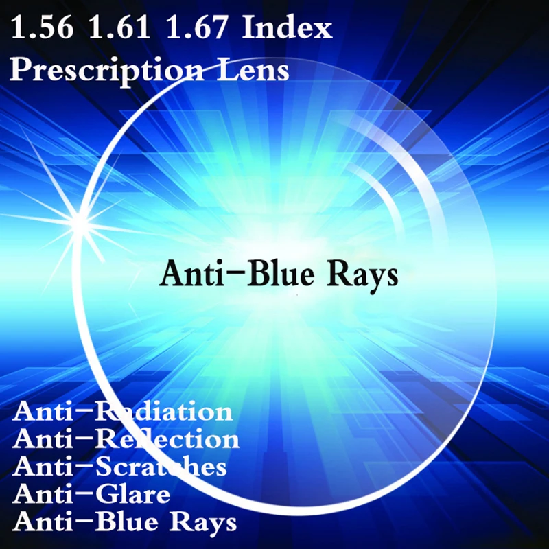 

1.56 1.61 1.67 Index Aspheric Prescription Lens Myopia Presbyopia CR-39 Lens Hard Glasses Lens Anti-Blue Rays 2 PCS TT003