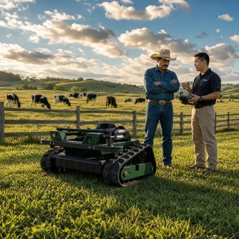 Factory Direct Tracked Grass Mower Remote Battery Powered 4-Stroke 9HP 24V All Terrain Orchard Farm Slope