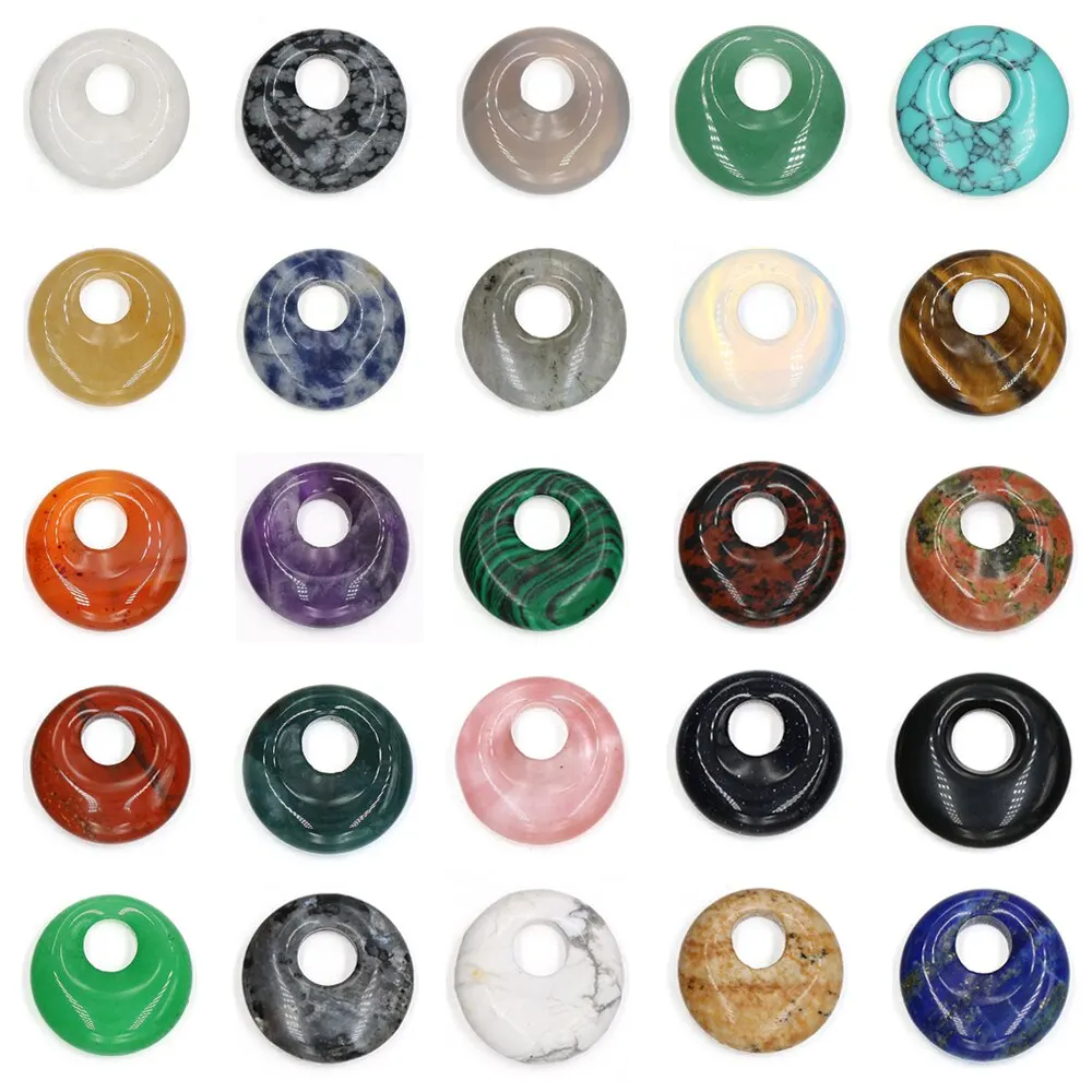 Random 5pcs 18mm Round 5.5mm Large Hole Beads Natural Stone Crystal Agate Loose Beads for Jewelry Making DIY Necklace Bracelet