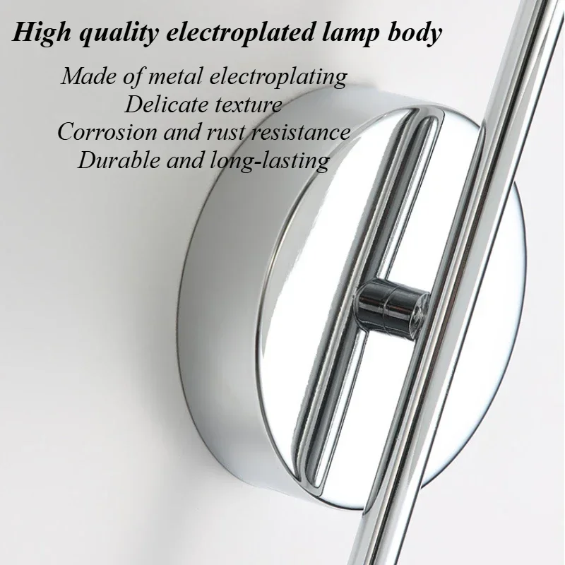 Modern Minimalist Wall Lamp Chrome Bedside Light Living Room Background Light LED Lighting Fixture For Bedroom Study Home Decor