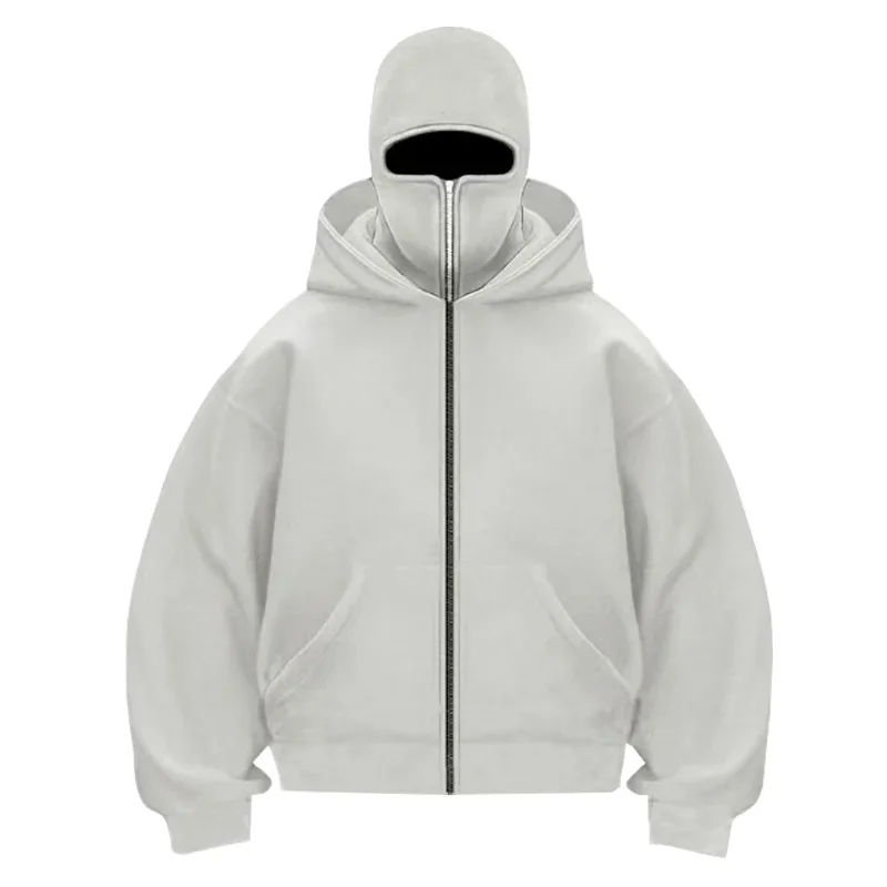 Men's Zipper Pocket Men's European-sized Double Hooded Sweatshirt Long-sleeved Pullover, Fashionable Hooded Sweatshirt