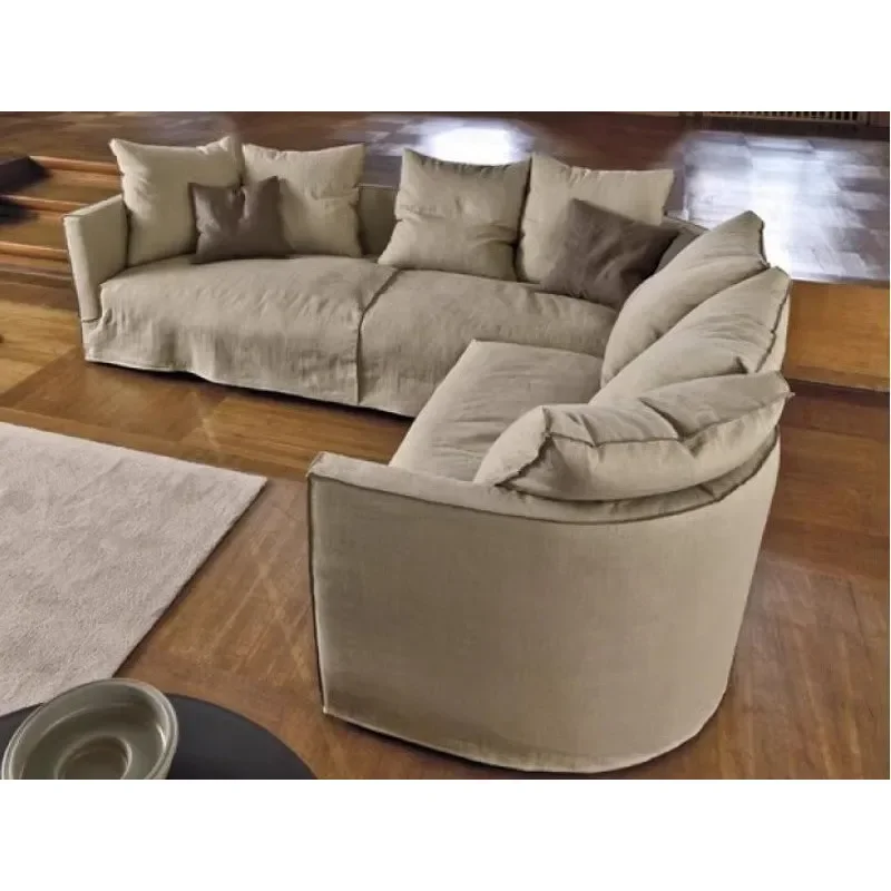for Nordic Modern Simple Small Apartment Light Luxury Down Straight Row Fabric Three Person Sofa Living Room American Style