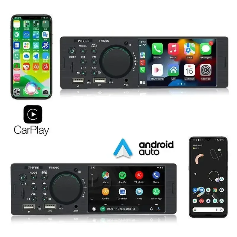 4inch Car Radio 1Din Bluetooth Autoradio Carplay Android Auto Car MP5 Player TF USB Audio Stereo Receiver Touch Screen Head Unit