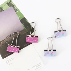 10pcs/lot purple pink Metal Binder Clips 25mm Notes Letter little mermaid Paper Clip Office Supplies Binding Securing Clips