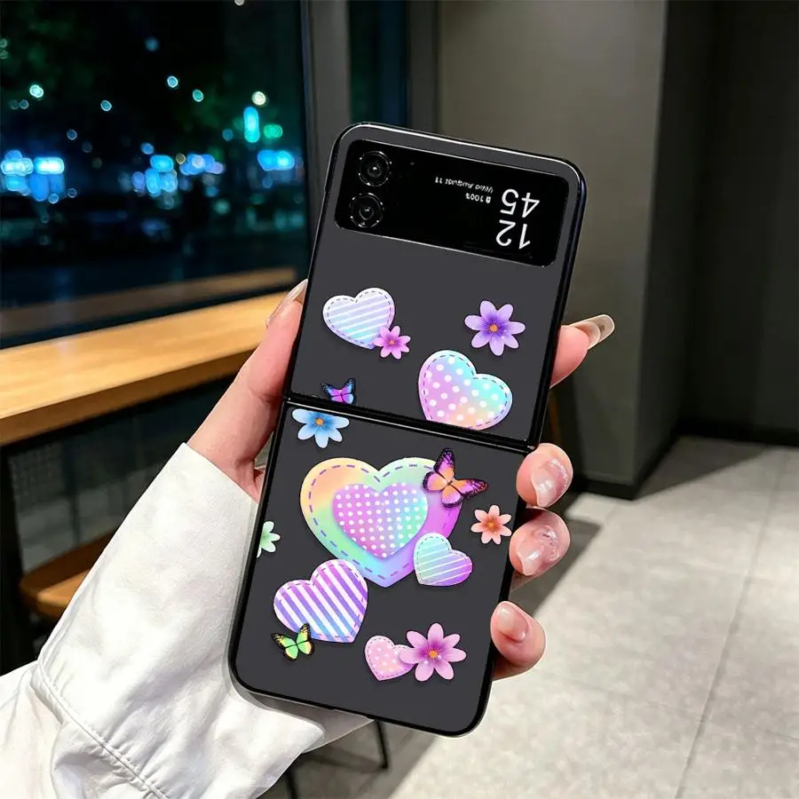 Back Phone Cover Funda Case for Samsung Galaxy Z Flip 8 Flip3 Flip7 FE Flip4 Z Flip 7 6 5 4 3 Flip6 Flip5 Butterfly Hearts