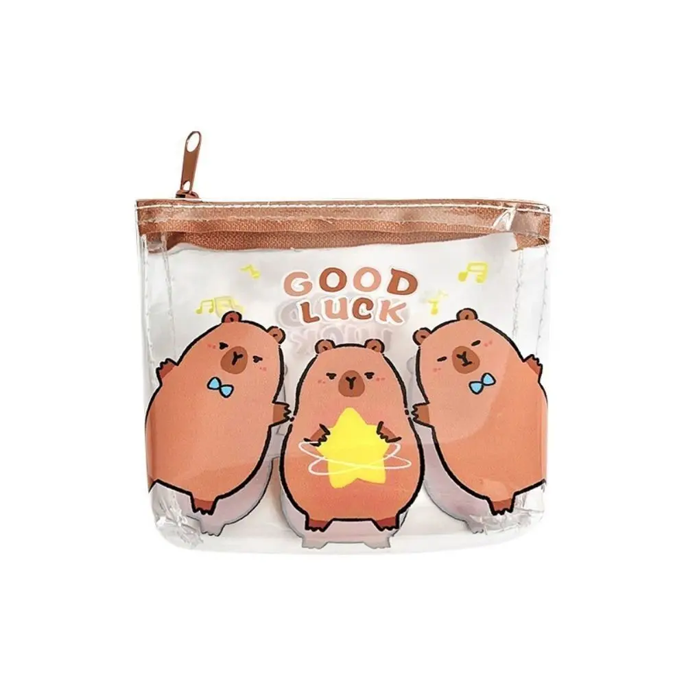 Fashion PVC Coin Purse Wallet Mini Transparent Capibara Lipstick Bag Waterproof Wallet
