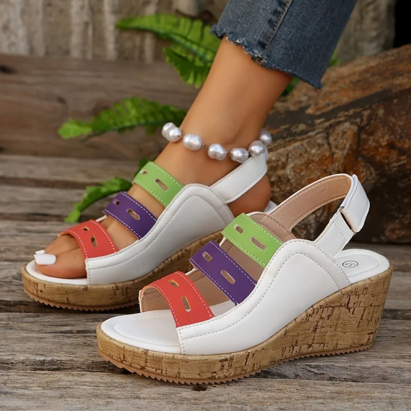 Sandalias envolventes transpirables para Mujer, Zapatos planos con cordones, Color a juego, novedad De verano, 2024