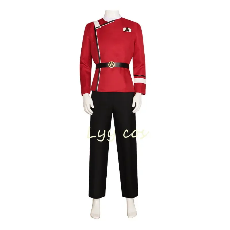 Anime Worlds Treks Cosplay Strange Costume Captain Pike Red Jackets Top Pants Undershirts Starfleet Uniforms Halloween Set