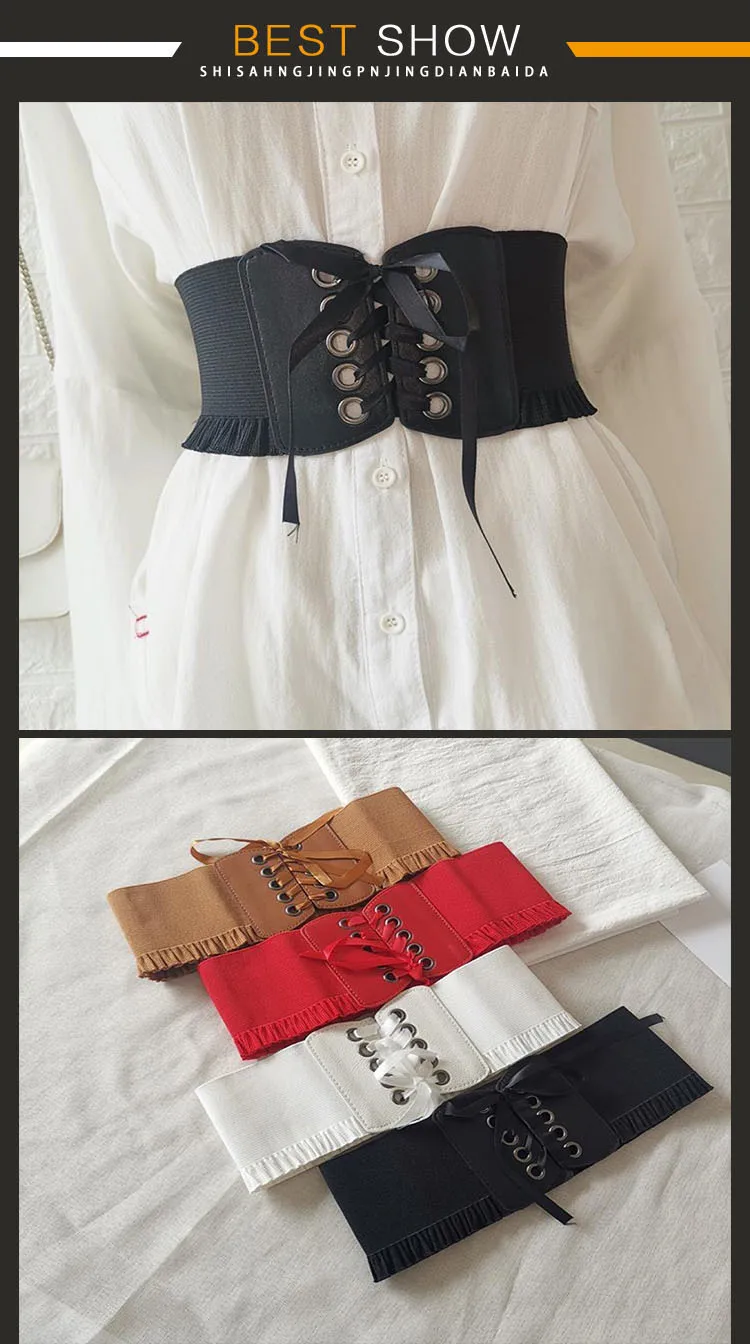 Breiter Gürtel für Frauen hochwertige Mode Korsett Bund elastische Gürtel für Frauen Luxusmarke weiße Stretch hosen gürtel dt075 – Detail 5