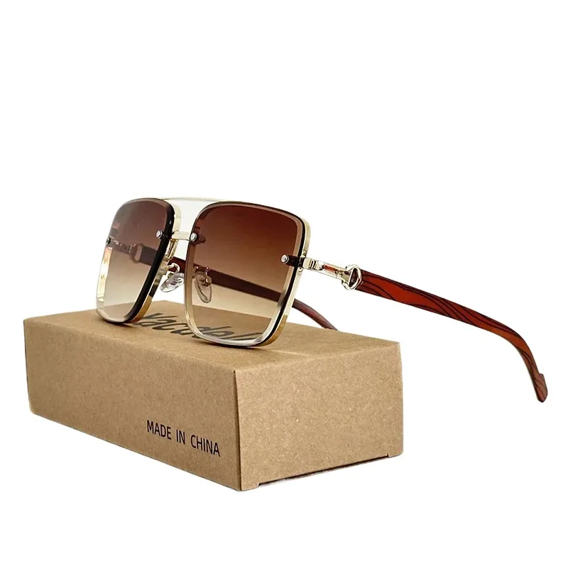 Wooden Sunglasses For Men 2024 Vintage Square Sunglasses Women Trendy And Fashionable Fashion Glasses Luxe Gafas De Sol Hombre