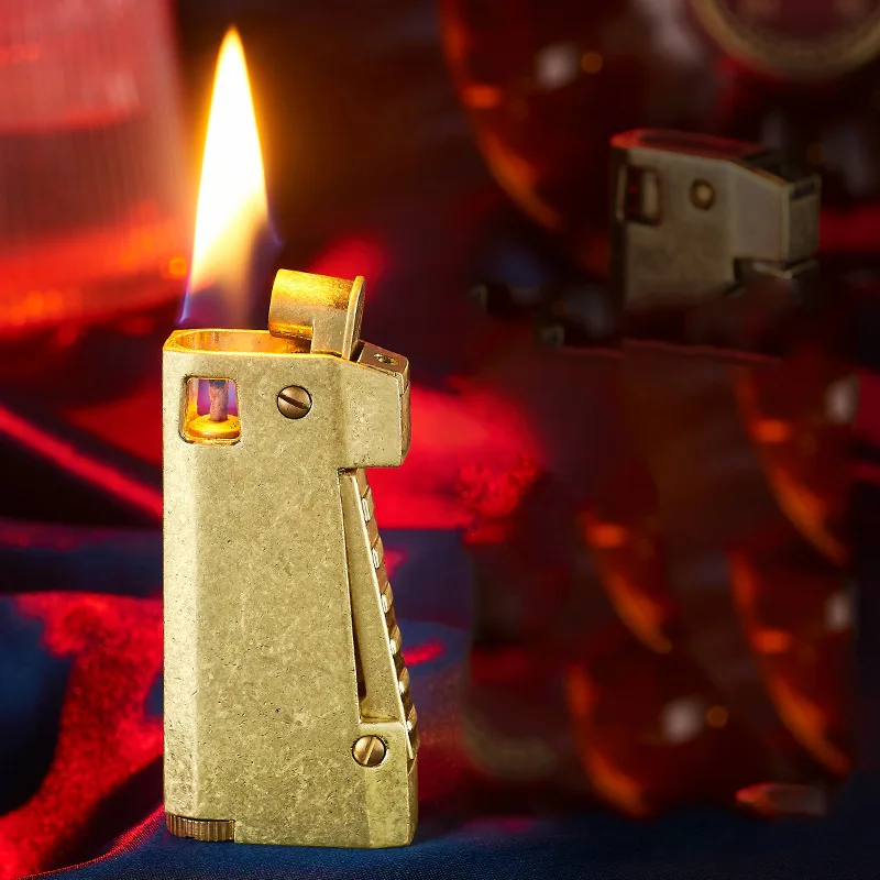 Creative Metal Side Pressure One Key Linkage Ejection Ignite Open Fire Kerosene Lighter Personalized 3 Fire Outlet Pipe Lighters