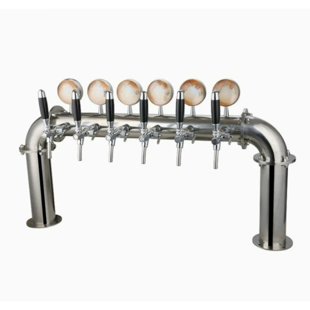 Stainless Steel 6 Tap Beer Tower With LED Light Door Shape 6 Lines Beverage Dispensing Column