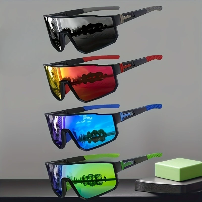 

4 шт. мужские лыжные модные очки в стиле киберпанк — легкая и прочная оправа, подходящая для занятий спортом и одежды для отдыха