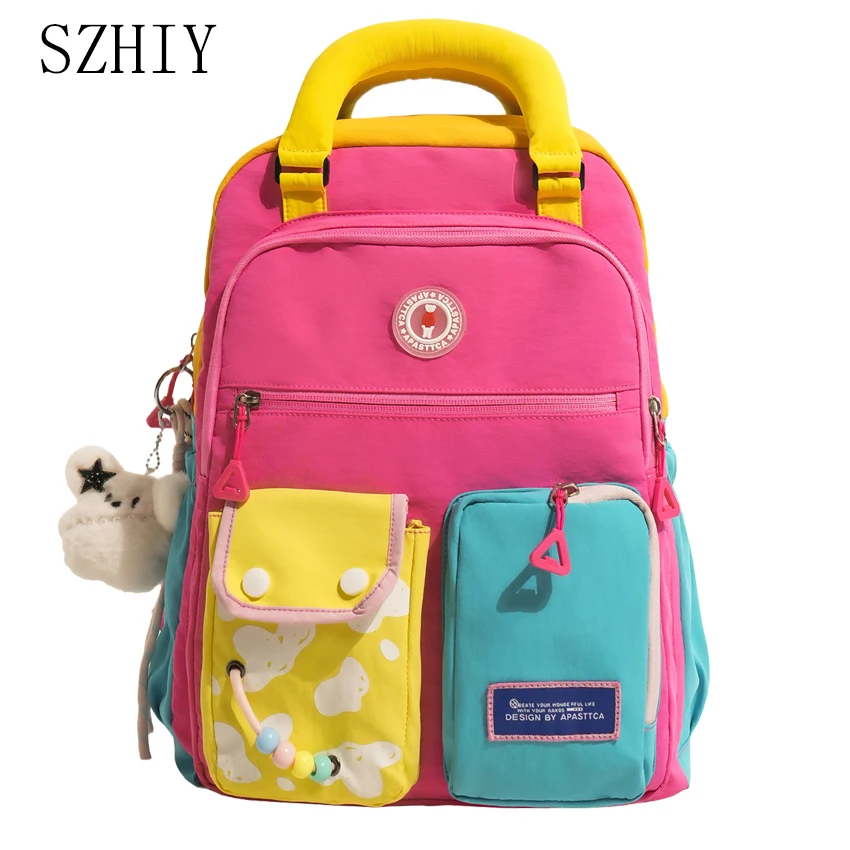 Candy Colored Backpack for Women Soft Back with Multiple Pockets Nylon Pocket for Teenagers Large Capacity Color New Travel Bag