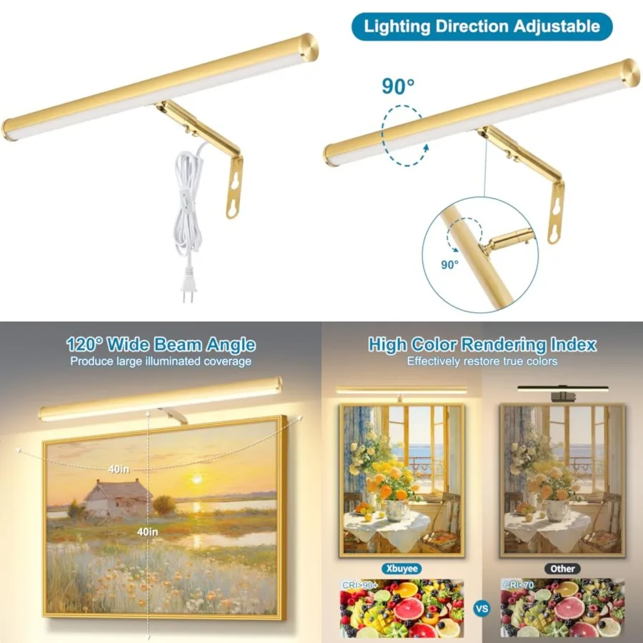 

LED Picture Lights for Paintings Plug in, Adjustable Art Light Gallery Wall Light for Display Art Work, 6W 3000K Warm White, Fi