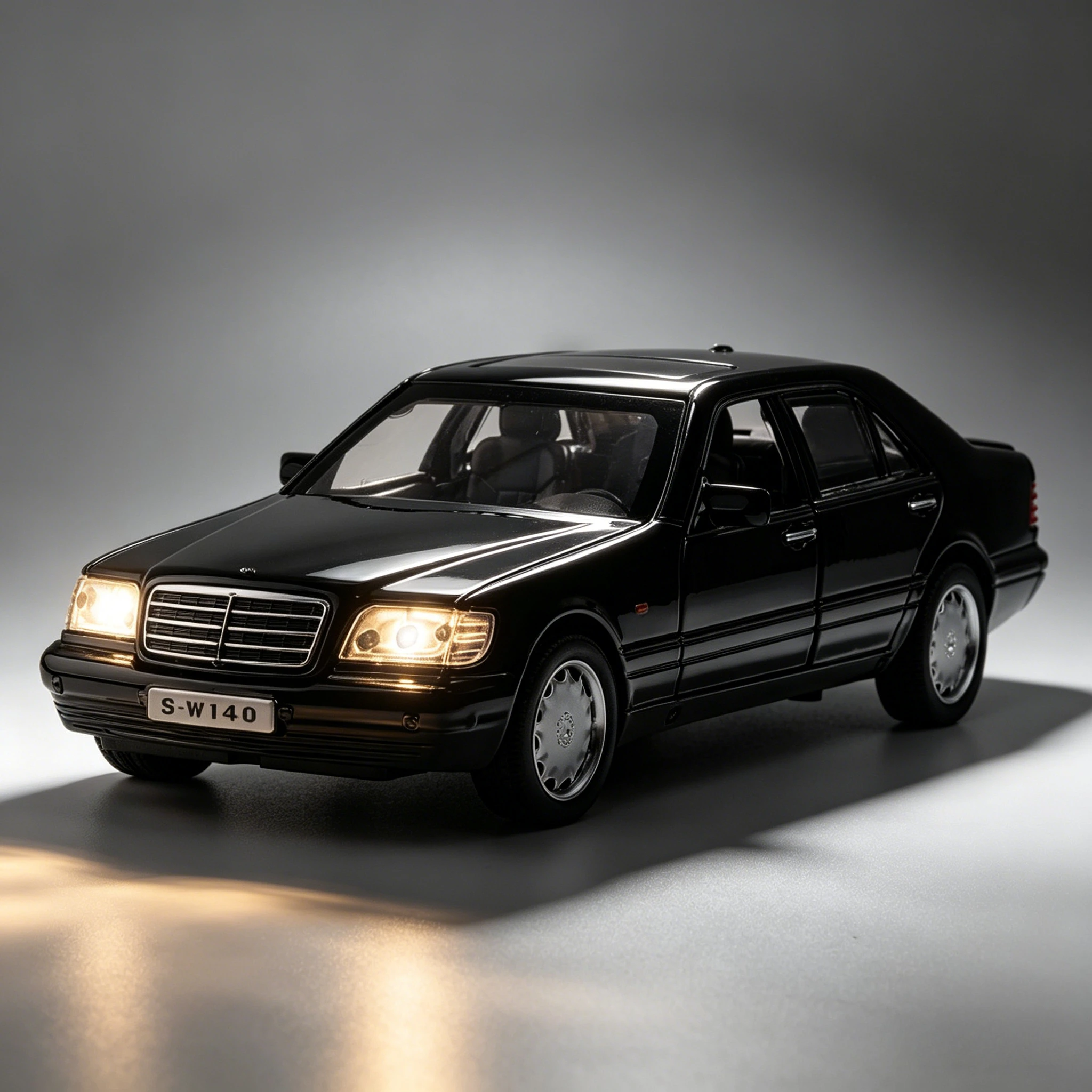 

1:32 S-W140 Classic Toy Car Model Diecast Alloy Miniature Sound & Light Pull Back 1:32 Collection Gift For Boy Kid