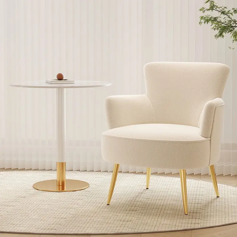 

Creamy Style Leisure Chair, Lamb Wool Single Sofa Chair for Hotel, Beauty Salon Reception, Living Room & Balcony Guest Meeting​