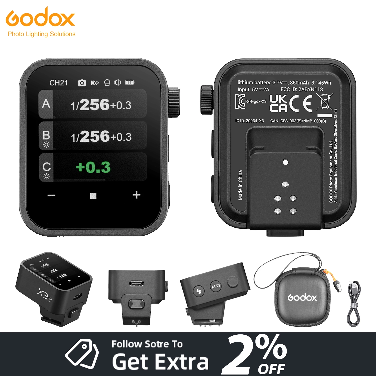 

Godox X3 TTL HSS 2.4G Wireless Flash Trigger OLED Touch Screen Transmitter Quick Charge for Canon Nikon Sony Fujifilm