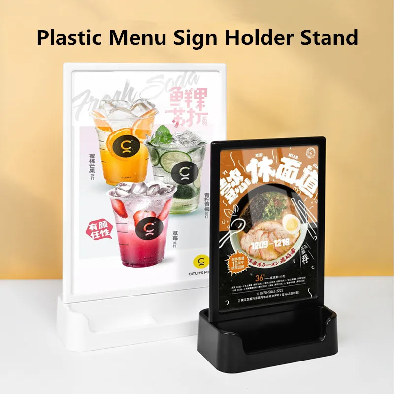 A4 210x297mm Double Side Table Plastic Sign Holder Display Stand Restaurant Menu Paper Card Holder 8.5 x 11 Inch Ad Poster Frame