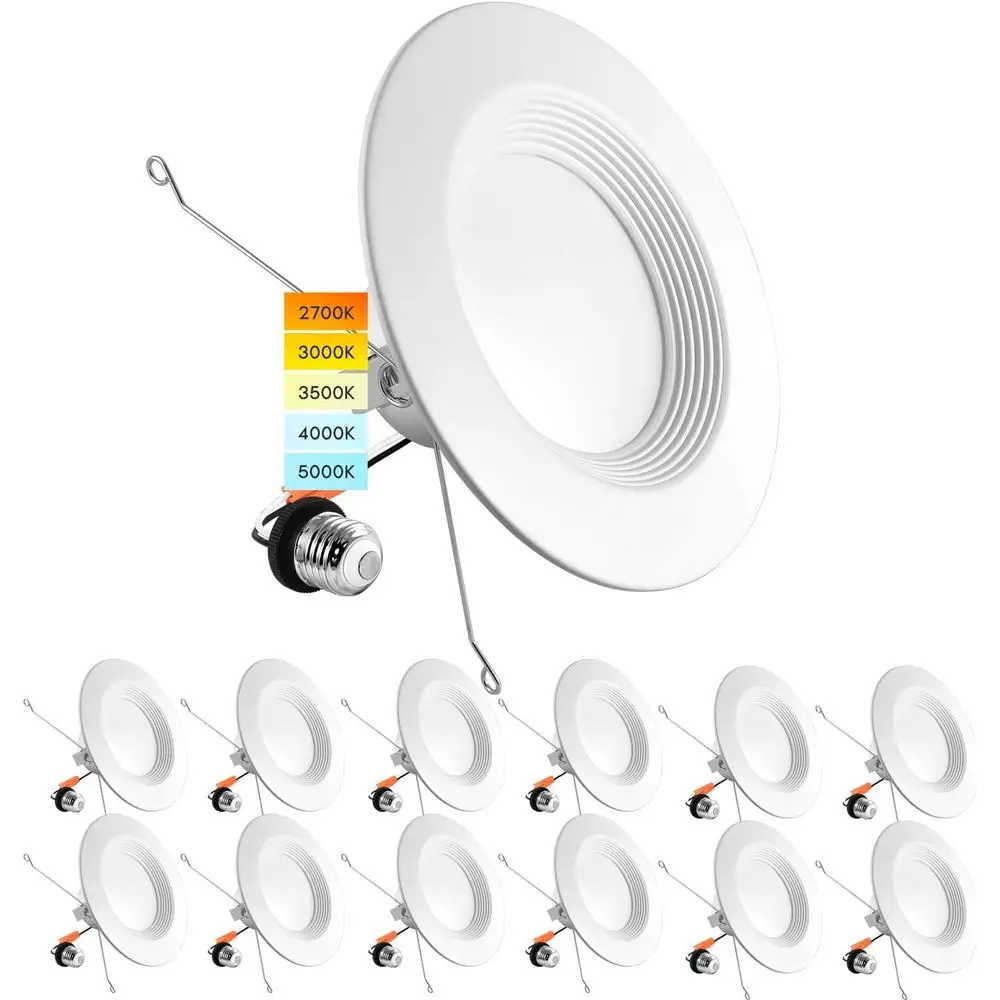 

5/6 Inch LED Reced Retroit Downlight, 14W=90W, CCT Color Selectable 2700K | 3000K | 3500K | 4000K | 5000K, Dimmable Can Light, 1