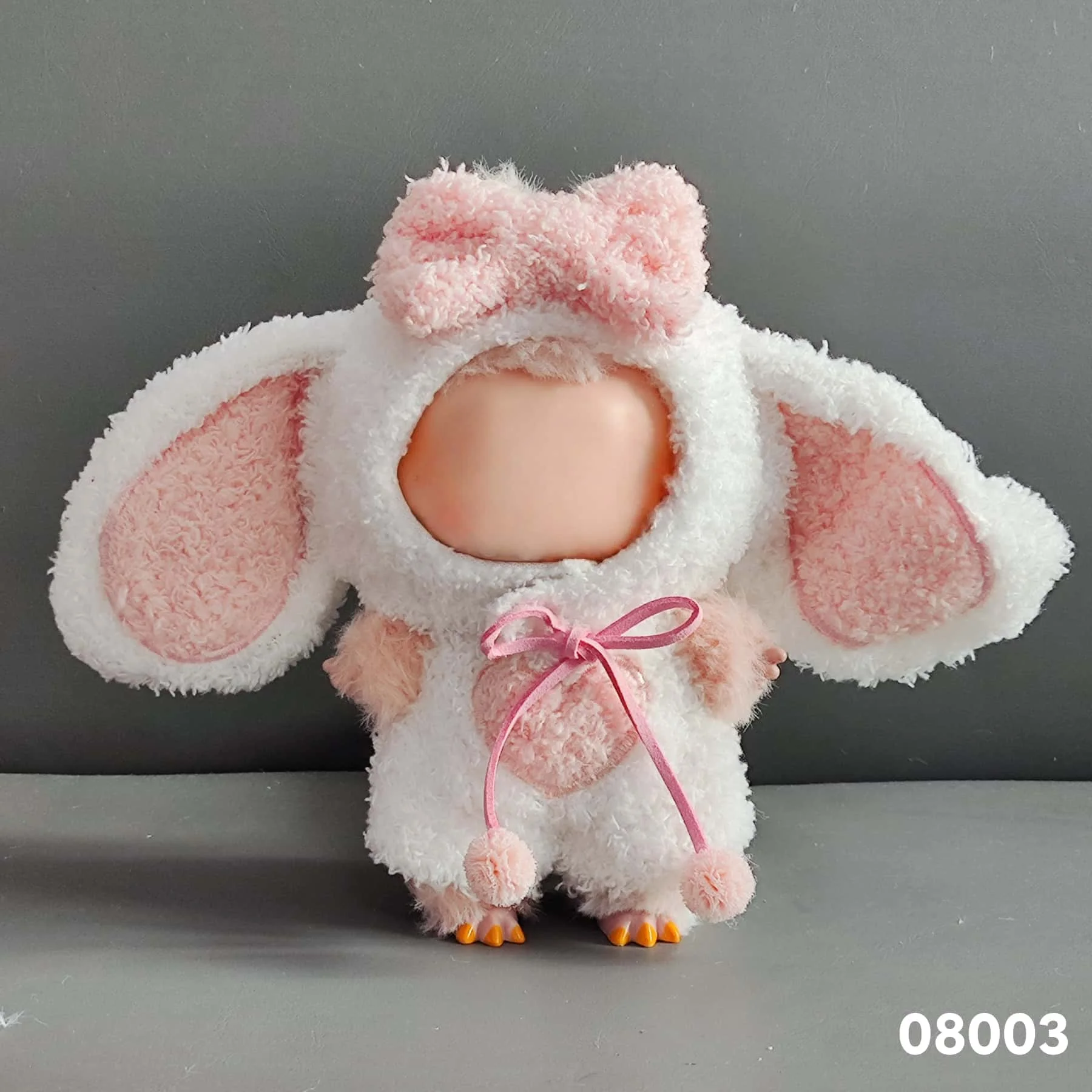 Cute mini plush doll clothes – only clothing accessories for 17cm Labubu dolls, hooded camisole outfits, DIY children's gifts.