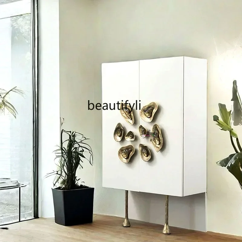 46Italian solid wood wine cabinet household dining edge high-end wall locker