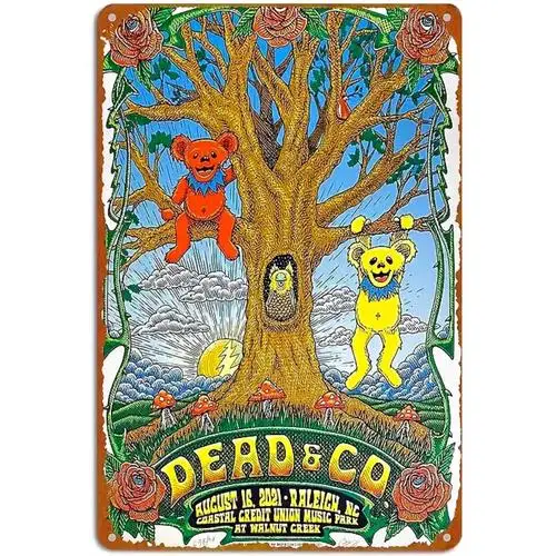 Dead & Co Retro Art Metal Sign Rock Concert Grateful Bears