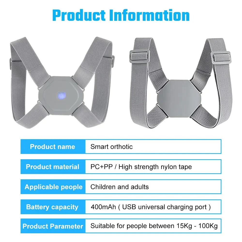 Postura elétrica Corrector Back Brace Spine Maca Vibração lombar Massager Spine Deck Backbelt Suporte USB recarregável