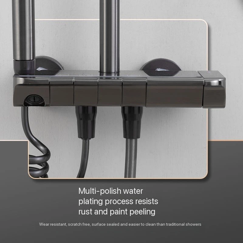 Grey Smart Digital Display Shower Faucet Set Piano Style Rainfall Bathroom System Grey Digital Mixer Tap Bidet Shower view 5