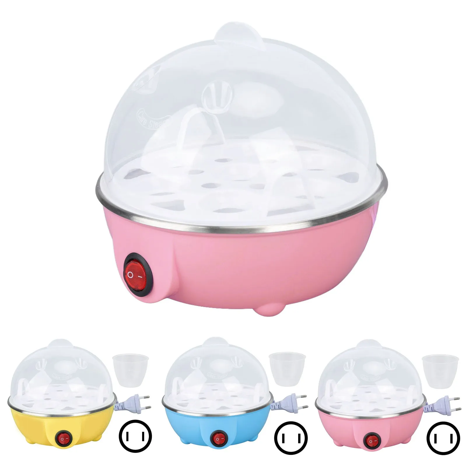 加熱プレート付き鶏卵調理器,自動電源オフ,最大7個の大きなゆで卵を作る,乾き防止,卵ポーチ