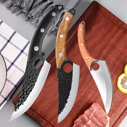 Cuchillos de cocina forjados martillados, cuchillo afilado de acero inoxidable para deshuesar carnicero, cuchilla de carne para el hogar, cuchillo para rebanar verduras