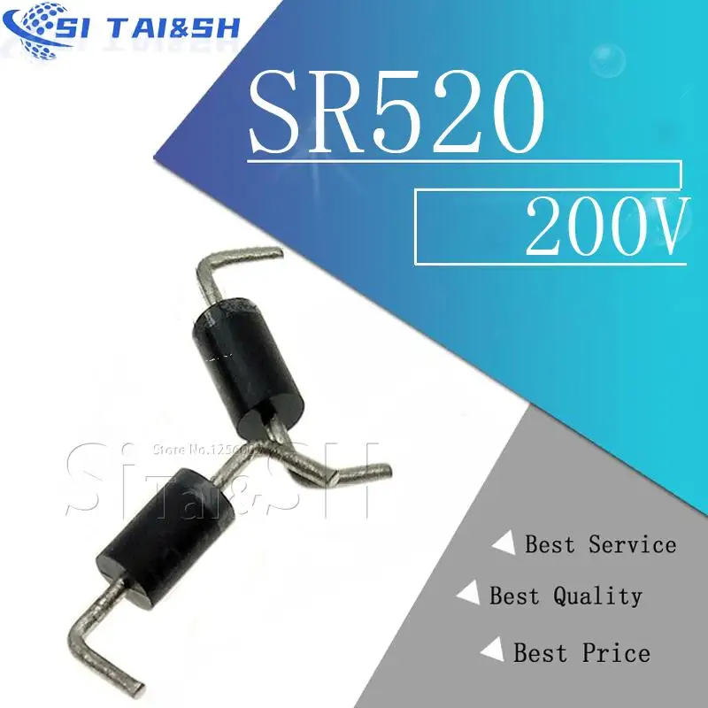 20PCS  Diode SR520 can replace MBR5200 SB5200 SR5200 5A / 200V