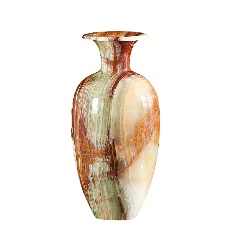 Hotel lobby company front desk soft decoration decoration arrangement new Chinese marble vase craft handmade vase