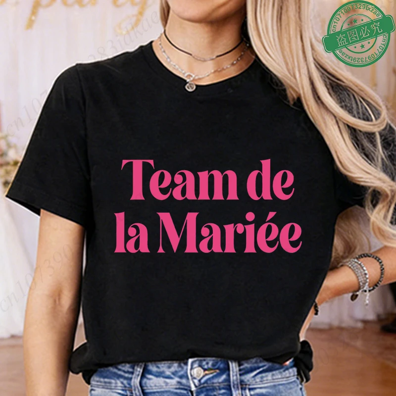 French Girls Bachelorette EVJF Party T-Shirts Future Bride Team Pink Print Tees for Bridal Wedding Squad Blouses Women Clothing