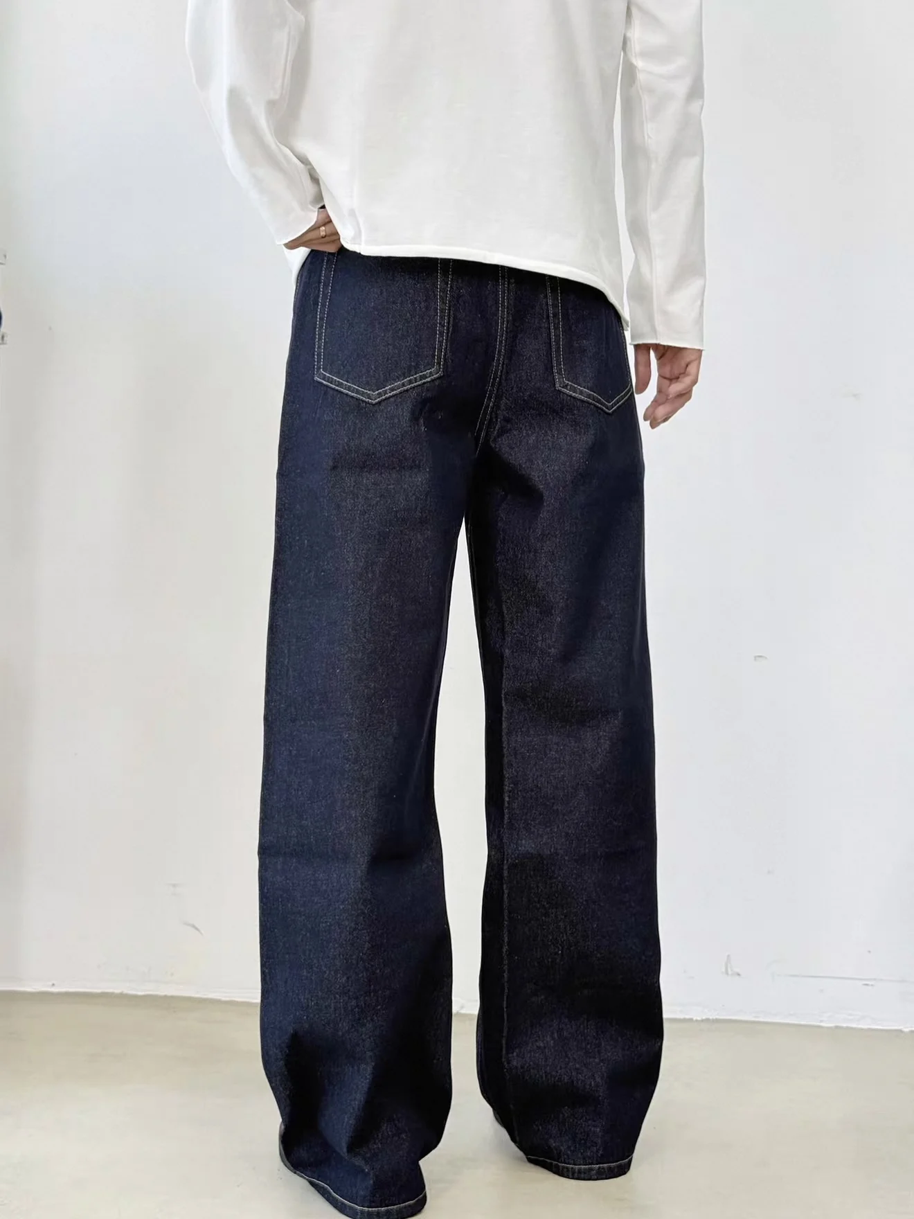 الرجعية الأمريكية اللون الأصلي الدنيم الأزرق واسعة الساق ألف خط الجينز ex CleanFit ركاب عارضة السراويل الطويلة الشباب Sle