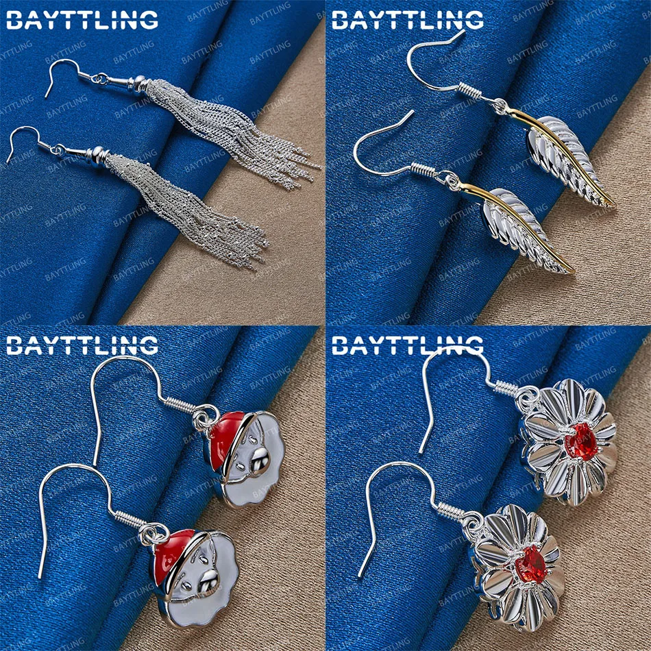 

Charm 925 Sterling Silver Delicate Feather Santa Earrings Women's Accessories Party Jewelry Gift Wedding Jewelry