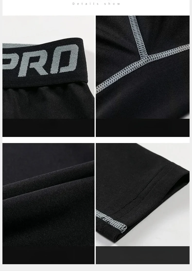 Summer 1-2 PCS New Compression Pants Leggings Men Running Sport Quick Dry Pants Fitness Trousers Male Training Workout Clothing image 6