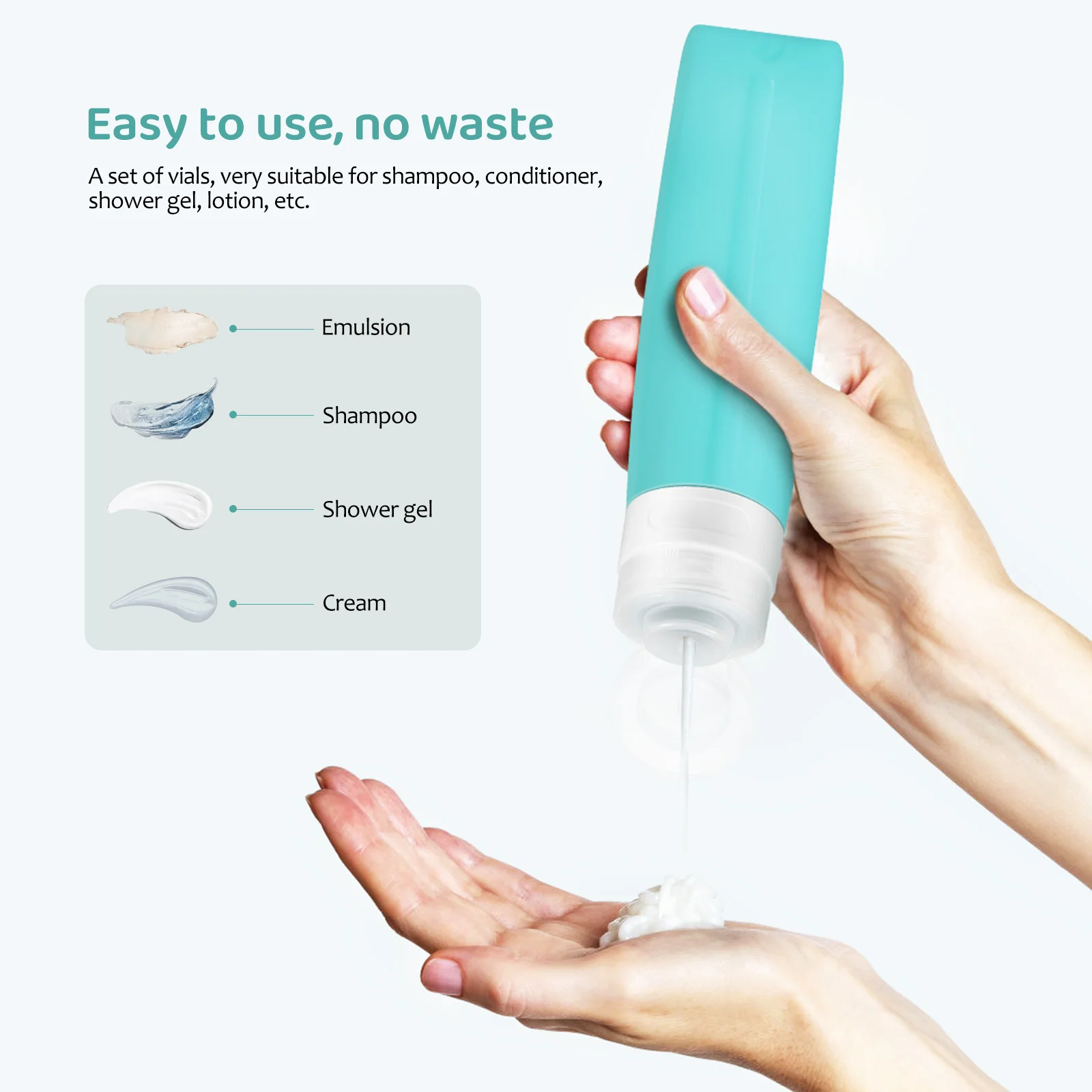 

5pcs Silicone Travel Bottles Set Leakproof Empty Toiletry Containers Shampoo Conditioner Body Wash Lotion Refillable Wide Mouth