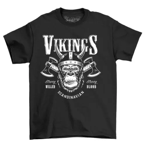 Vikings Ape Axes T-shirt: Unleash Your Inner Viking! Perfect for Raiding and Con