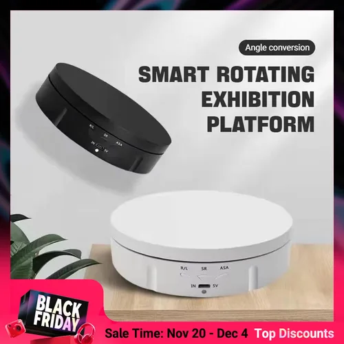 Plataforma giratoria alimentada por USB con 3 modos de velocidad 360 °   Soporte de exhibición motorizado para fotografía de productos, joyería y grabación de vídeo