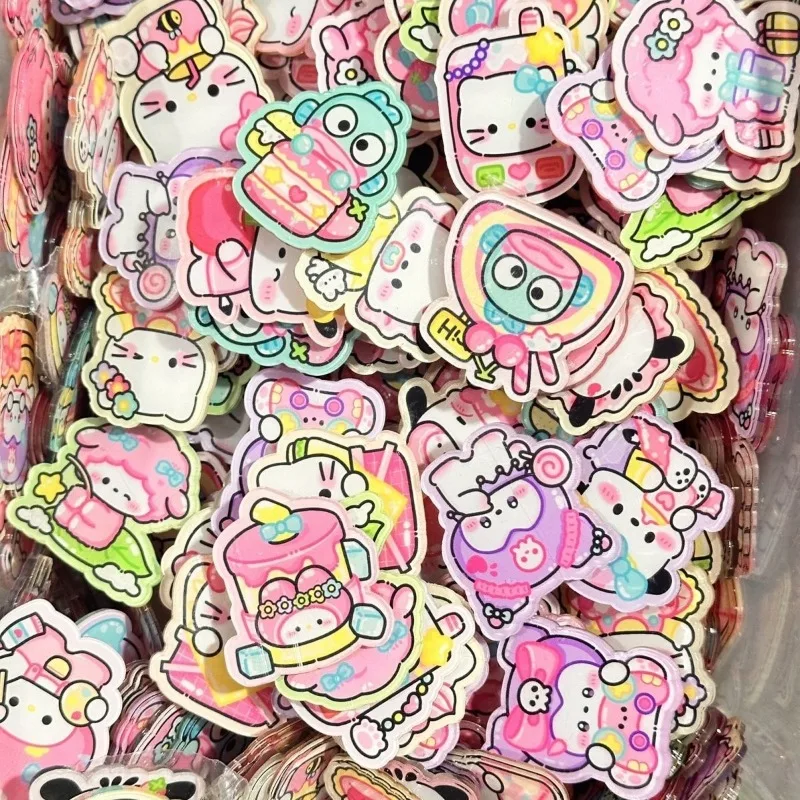 Sanrio อะนิเมะการ์ตูน Hello Kitty Kuriomia 2ซม. ชิ้นส่วนอะคริลิคทำด้วยมือ DIY วัสดุกระเป๋าจี้ที่มีรูน่ารักของขวัญ