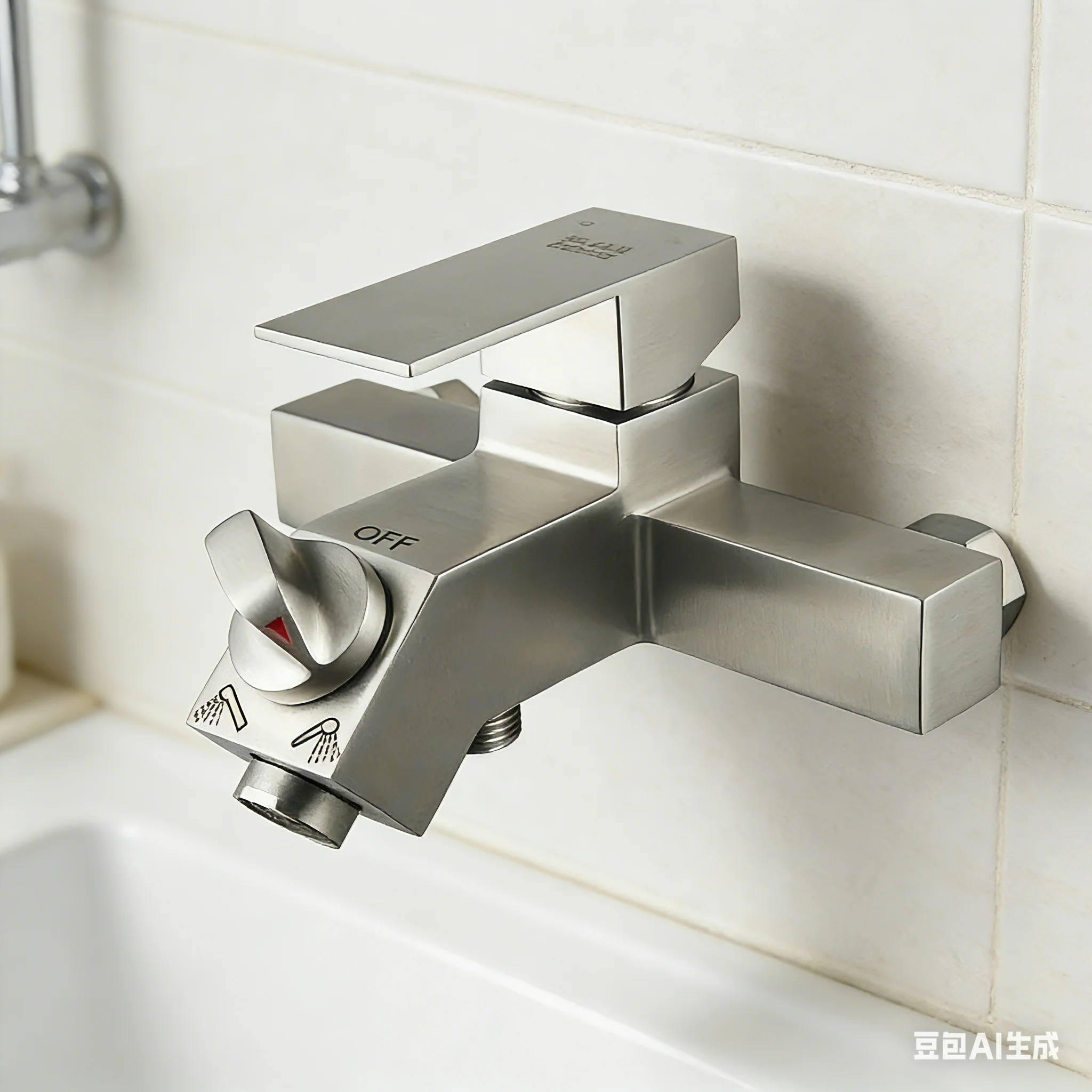 

304 stainless steel square shower three-piece faucet mixing valve, hot and cold bathroom bathtub concealed shower faucet