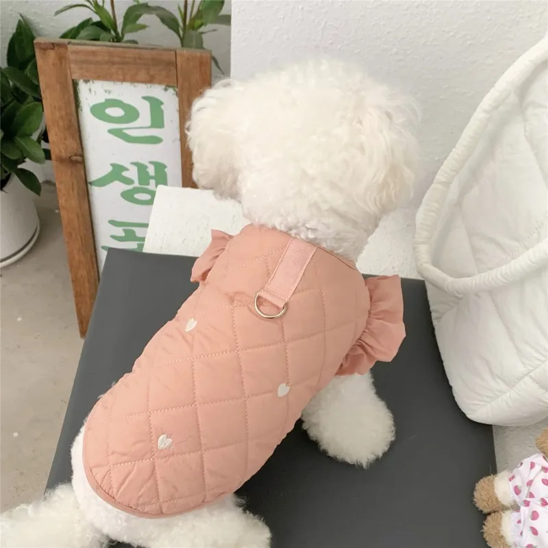 Winter Puppy Jacket Cotton Love Dog Coat Pet Warm Vest Fashion Flying Sleeve Cat Vest Dog Costume Chihuahua Small Dog Clothes