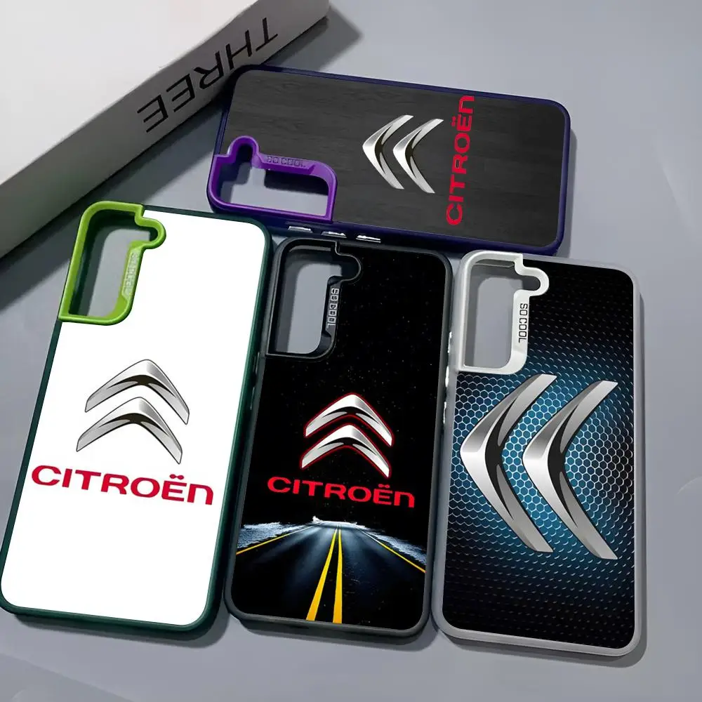 Fashion Sports Car Citroen Phone Case For Samsung Galaxy S24 S23 S22 S21 S20 Note20 Ultra Plus Fe colored silver Cover