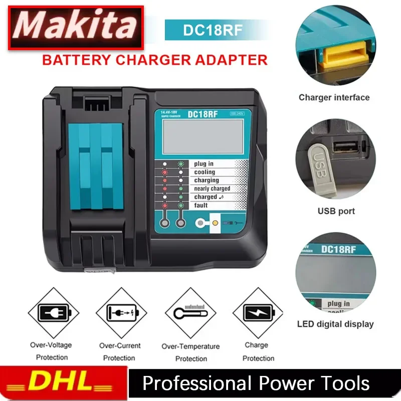makita-dc18rf-li-ion-battery-charger-35a-charging-current-144v-18v-bl1830-bl1430-dc18rc-dc18ra-power-tool-with-usb